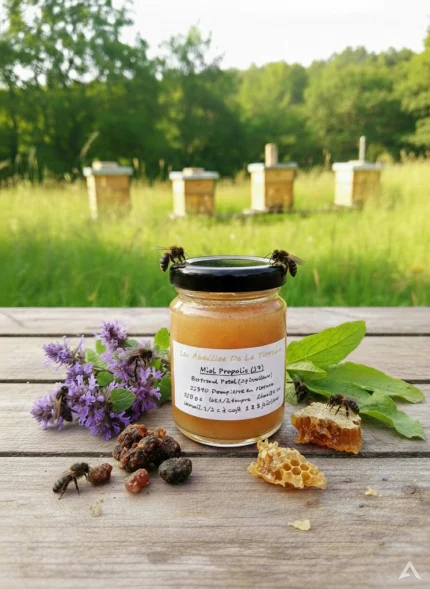 Préparation artisanale de miel à la propolis pure de l'apiculteur en Côte d'Or